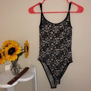 Black floral bodysuit